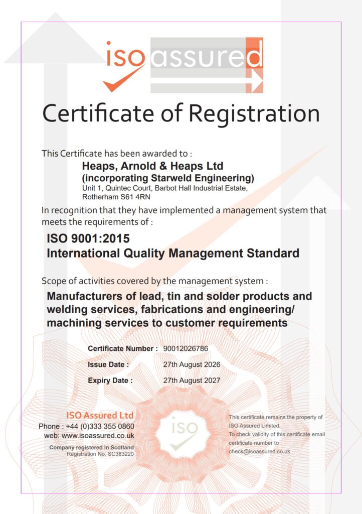 ISO 9001:2015 International Quality Management Standard Certificate